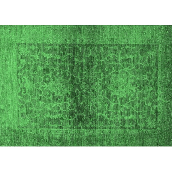 Ahgly Company Indoor Rectangle Abstract Emerald Green Modern Area Rugs, 7' x 10'