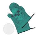 thumbnail image 2 of ZICANCN Oven Mitts and Pot Holders Sets, Vintage Cupid Skull Green Pattern Baking Sets Kitchen Heat Resistant 4 Pieces, 2 of 8