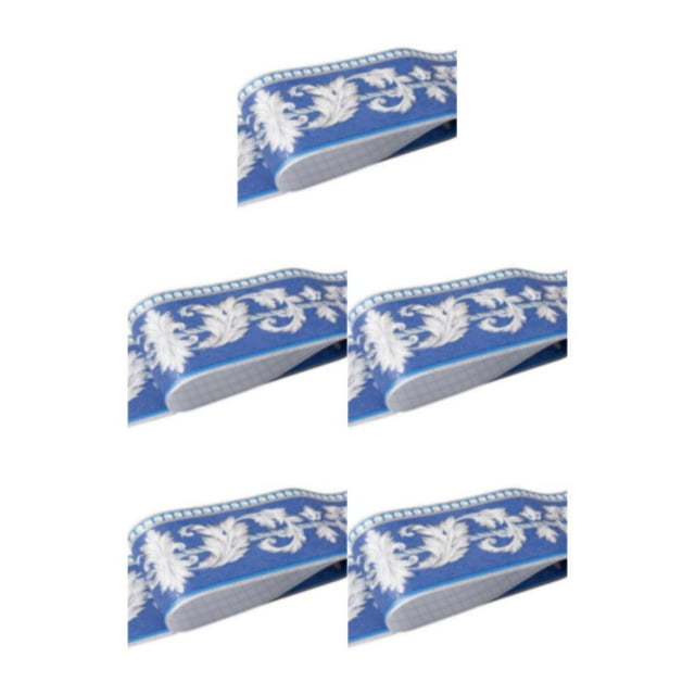 Decodeary Adhesive Non-Damaging To Walls Creative Waterproof Wallpaper Border Blue Ranunculus Leaf 5Set