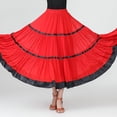 thumbnail image 5 of Color Block Layered Skirts Women Flared Maxi Spanish Traditional Festival Dance Skirt Red XL, 5 of 7