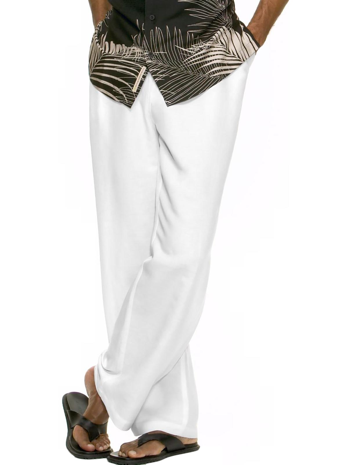 Cubavera - NEW Bright White Mens Big 1XB Elastic Waist Drawstring Pants