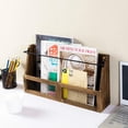 thumbnail image 3 of MyGift Magazine Holder Wall Mounted Rustic Burnt Solid Wood Double Wide Rack with Matte Black Metal Bar and Chicken Wire Decoration, Book Display Storage, 3 of 7