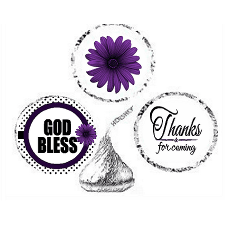 - 216ct Purple God Bless Religious Baptism Communion Party Favor Hersheys Kisses Candy Decoration Stickers / Labels
