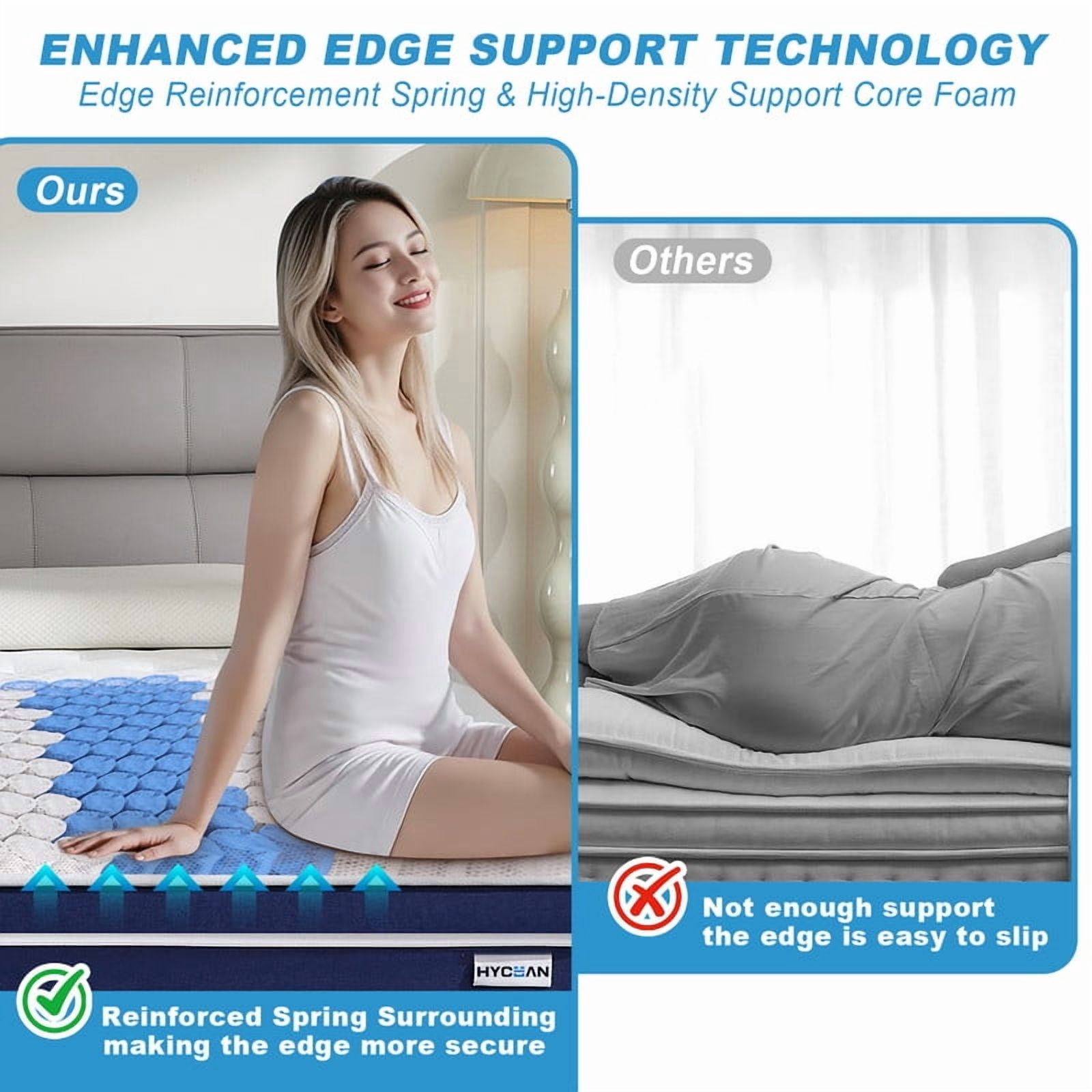 HYCEAN Twin Size Mattress, 10 Inch Hybrid Memory Foam Twin Mattress in a Box, Pressure Relief, Medium Firm, CertiPUR-US