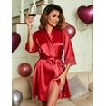 thumbnail image 3 of Ekouaer Sleepwear Women's Satin Nightgown with Robes Set 2 Piece Sexy Lace Cami Nightwear, 3 of 4