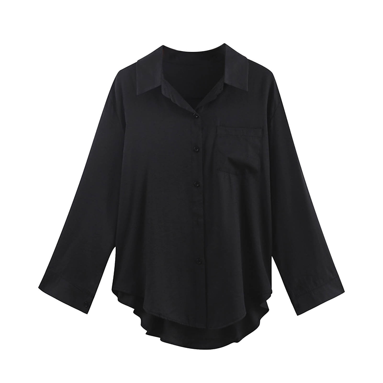 JGGSPWM Women's Solid Button-Down Shirts Long Sleeve Casual