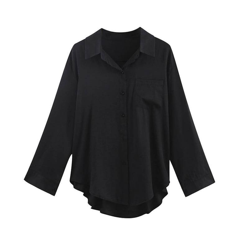 JGGSPWM Women's Solid Button-Down Shirts Long Sleeve Casual