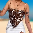 thumbnail image 4 of Camisola de banda impresa sin mangas con espalda descubierta y dobladillo de pañuelo para mujeres (marrón S) FLhrweasw Para estrenar, 4 of 8