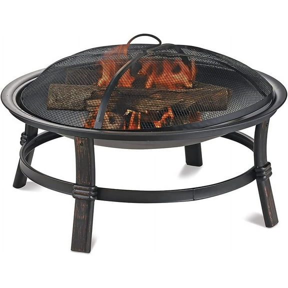 LINJH Brushed Copper Wood Burning Outdoor Firebowl