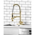 thumbnail image 4 of WOWOW Double-Handles Pull Down Sprayer Kitchen Faucet with Drinking Water for 1 or 3 Hole in Solid Brass in Gold, 4 of 7