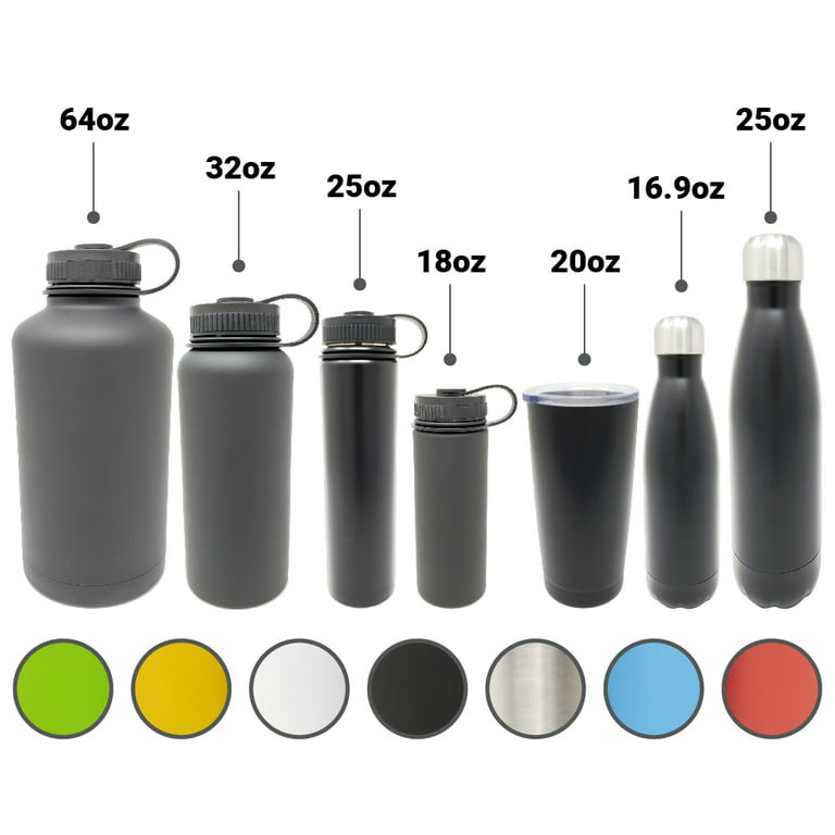 VQRRCKI 32 Oz Insulated Water Bottle Bulk 8 Pack, Stainless Pack of 8, Black