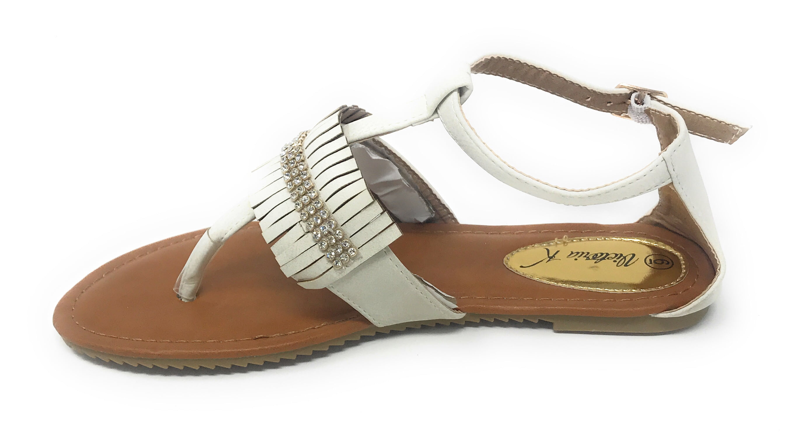 Victoria K Women's Fringed and Rhinestone Sandals