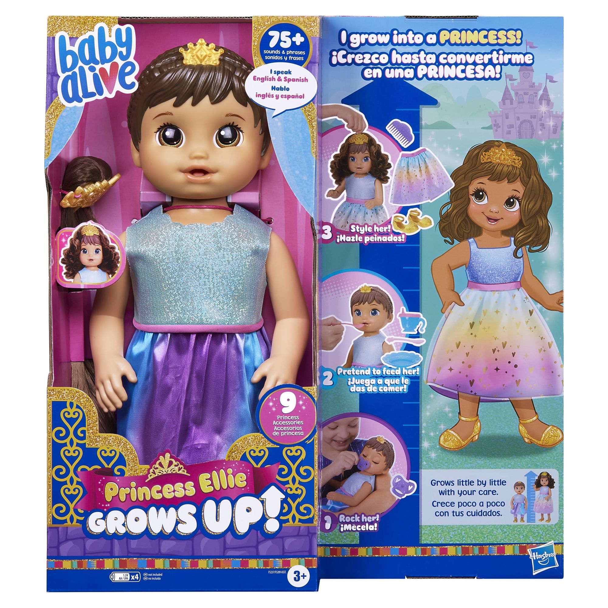 Baby Alive: Princess Ellie Grows Up! 15-Inch Doll Brown Hair, Brown Eyes Kids Toy for Boys and Girls - image 3 of 13