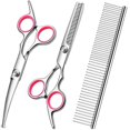 thumbnail image 1 of 4 in 1 Stainless Steel Professional Dog Grooming for Scissors Thinning Curved Scissors and Comb Pink, 1 of 5