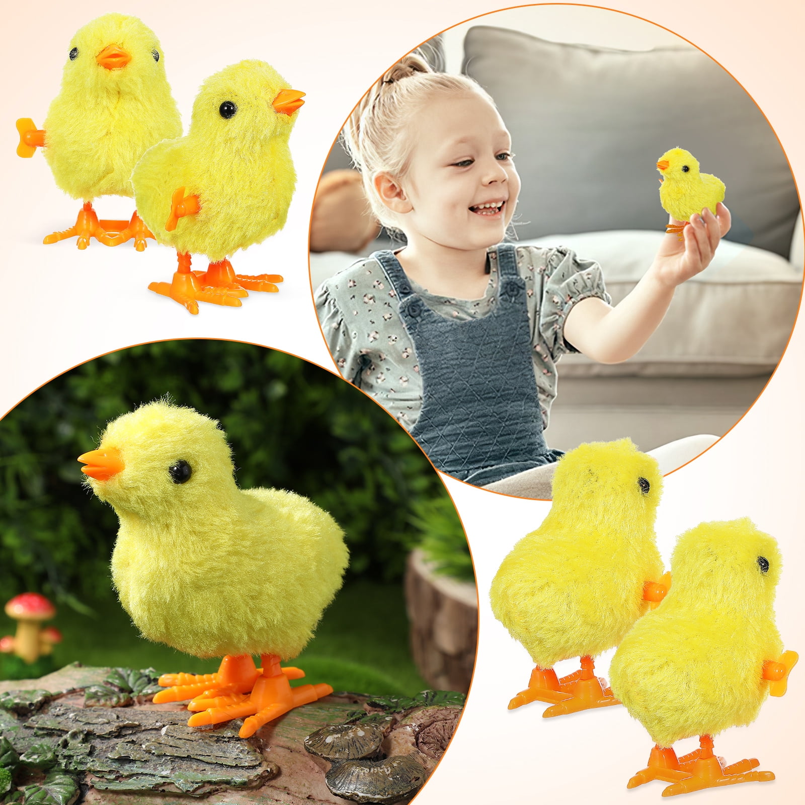 Poussin à Remonter En Peluche – 8x6,5x10 Cm – Jaune – Jouet Mécanique – Remplissage De Panier De Pâques