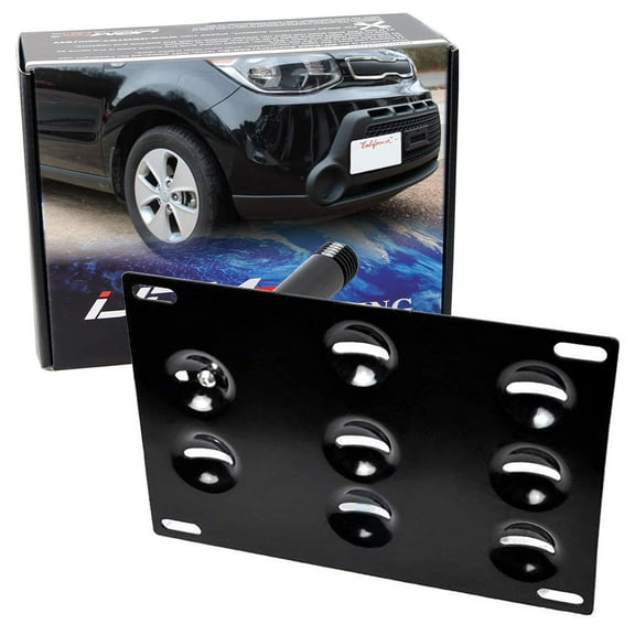 No Drill Front Bumper Tow Hook License Plate Mounting Bracket Adapter Kit For 2014-2019 2nd Gen Kia Soul