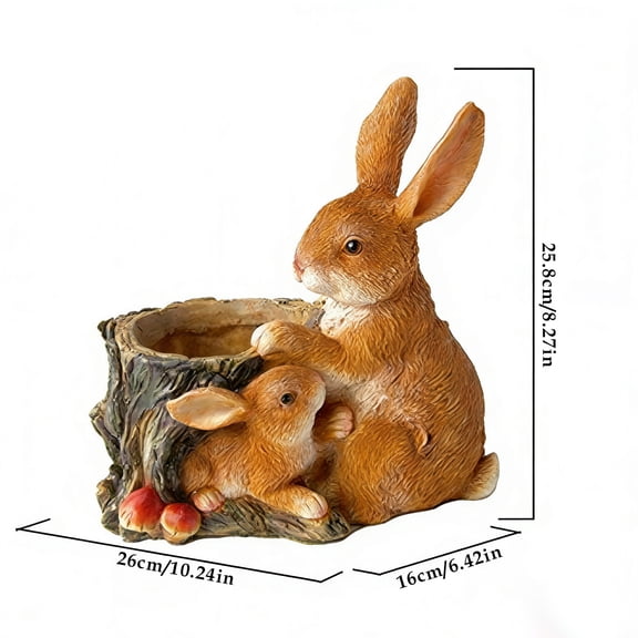 HOARBOEG Adorable Rabbit Garden Statue, Outdoor Bunny Figurine for Patio Decor, Cute Resin Animal Sculpture for Plant Pot, Bonsai & Yard Landscape Decoration