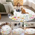 thumbnail image 5 of Wildflowers Round Area Rug 3.3Ft Washable Circle Rugs for Dining Room Table, Spring Country Tulip Butterfly Floral Leaf Non-Slip Carpet Floor Mats Indoor Outdoor Carpet Runner Aesthetic Home Decor, 5 of 8