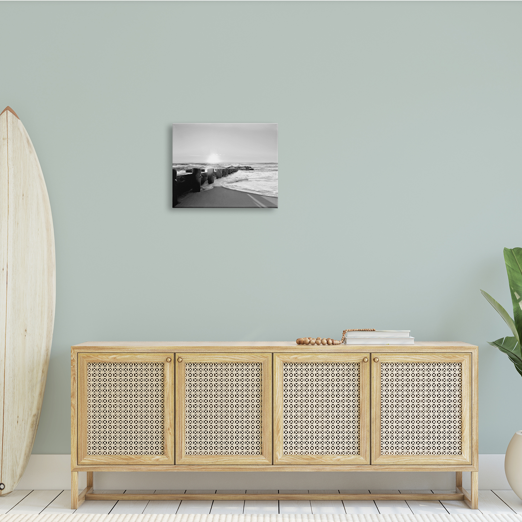 Stupell Indtries Beach Tide Sea Foam Landscape Black White Photography,20 x 16,Design by Natalie Carpentieri