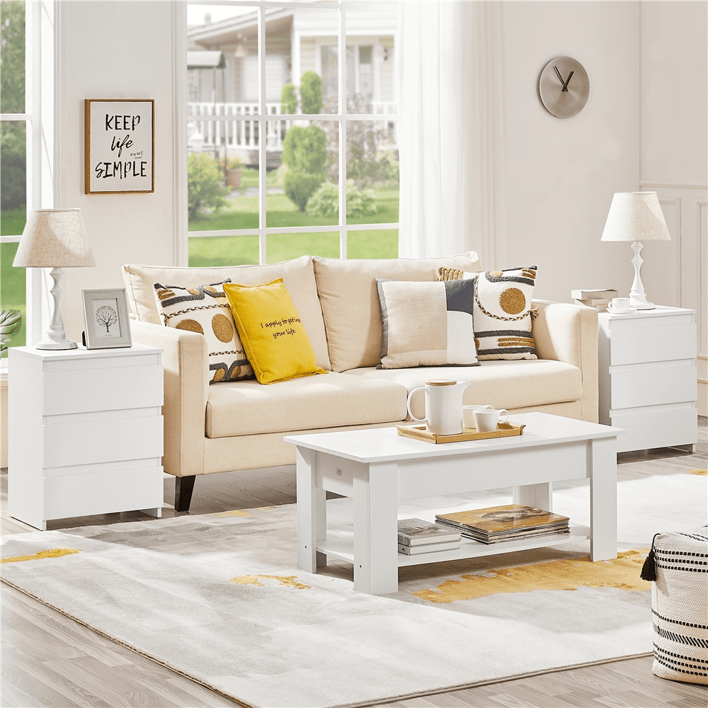 Renwick Vertical End Table with 3 Drawers,White