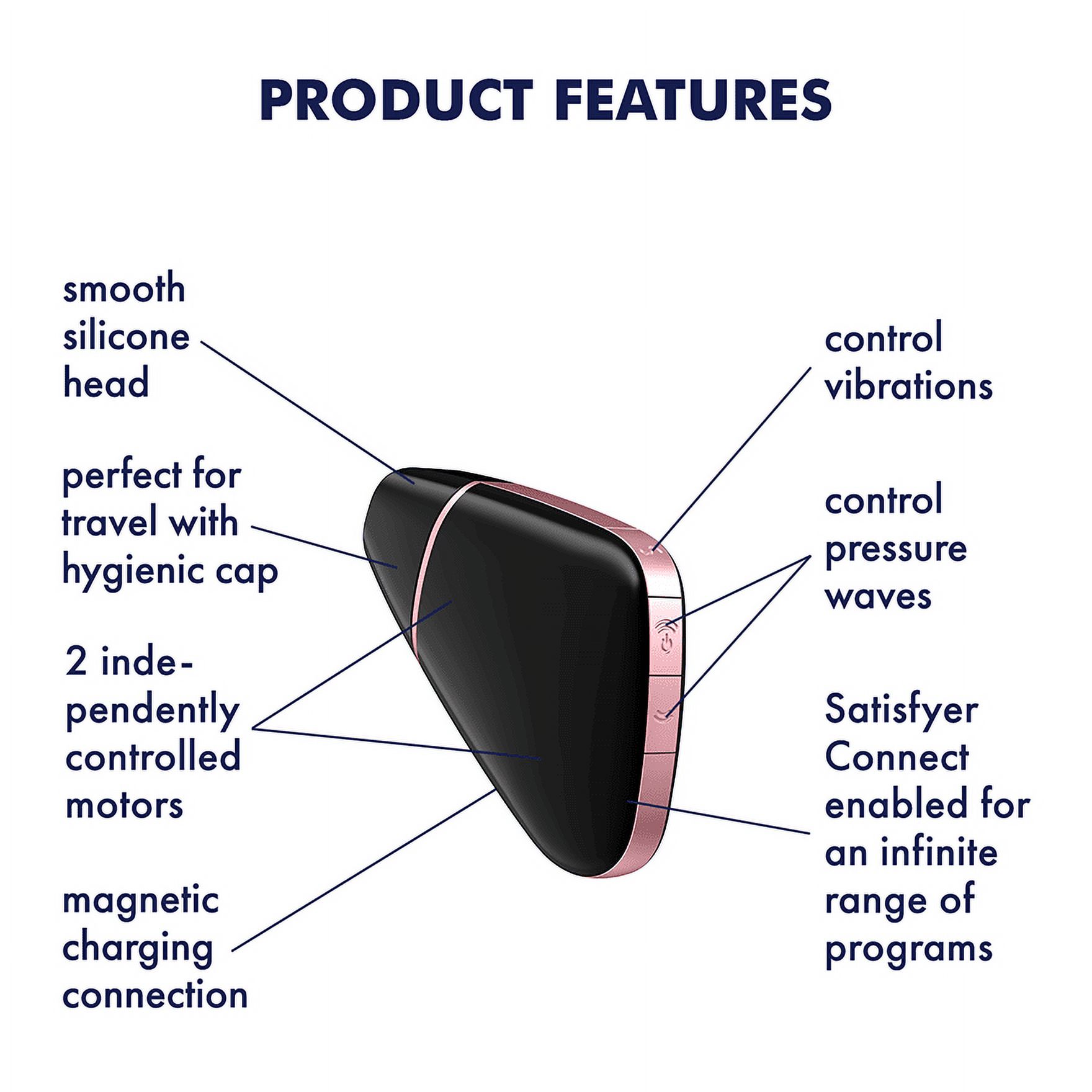 Satisfyer Love Triangle Air-Pulse Clitoris Stimulating Vibrator with App Control - Clitoral Sucking Pressure-Waves + Vibration, Compatible with Satisfyer App, Waterproof, Rechargeable (Black) - image 3 of 10