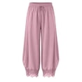 thumbnail image 4 of RUTAYY Women's Pants Knit Lace Capris Solid Color With Pockets Drawstring Elastic Waist Daily Wear Trendy Trip Trousers, 4 of 6