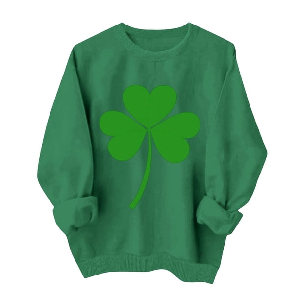 Suéteres de Manga Larga de Mujer con Cuello Redondo Impreso Suelto Casual para la Fiesta Del Día de San Patricio Y el Uso Diario
