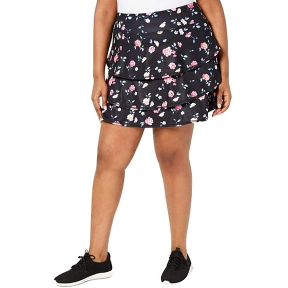 Ideology Womens Disty Floral Printed Tiered Skirt;1X