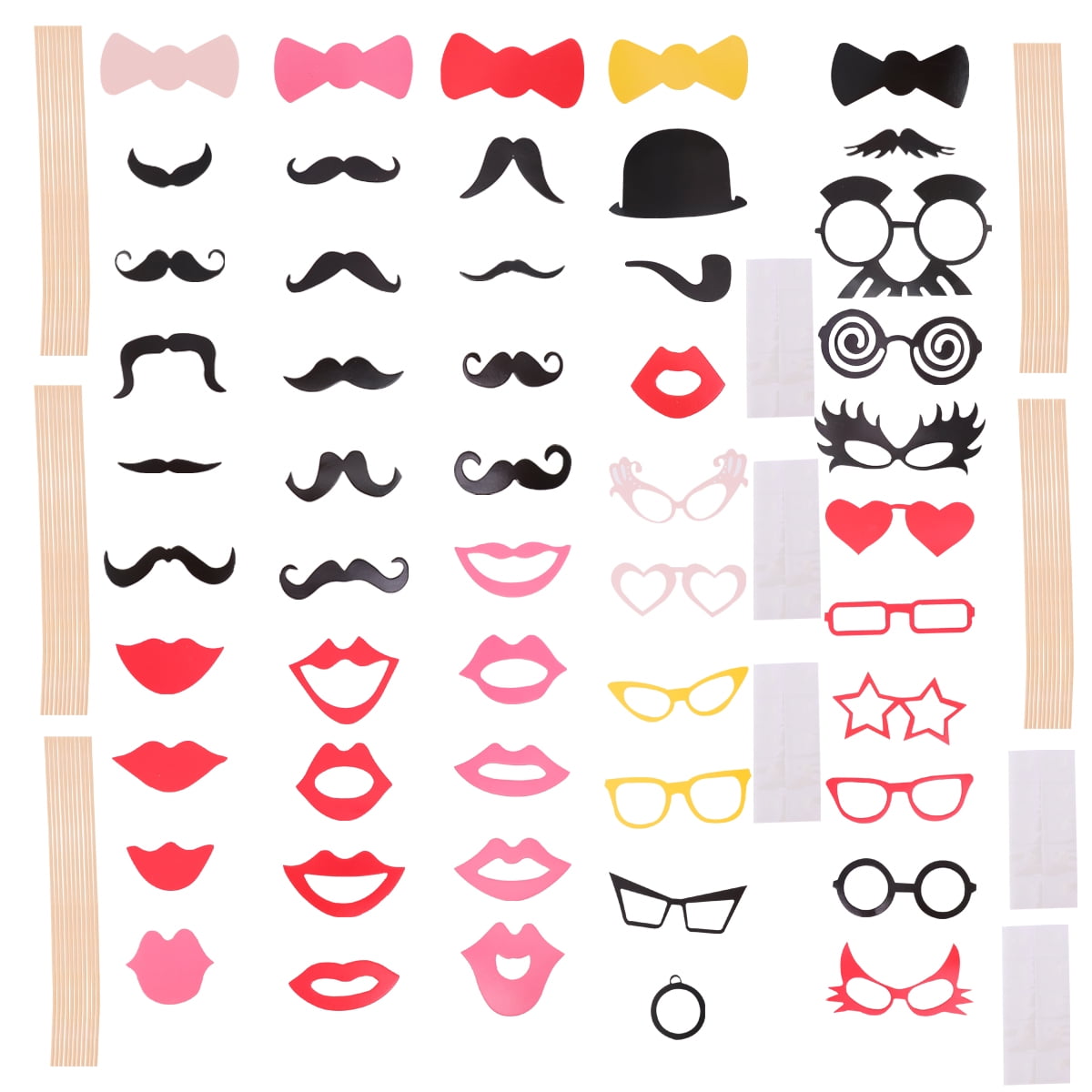 Jzhen Birthday Photo Booth Props 76pcs Photobooth Prop Funny Selfie Accessories Decoration Supplies Mustache Hat Glasses Tie for Kids & Adults