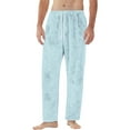thumbnail image 5 of Homeyce Mens Tall Pajama Pants Flannel Fleece Solid Color Sleepwear Fluffy Soft Warm Relaxed Fit Sleepwear Elastic Waist Stretchy Drawstring Pajama Bottoms with Pockets,Blue 3XL, 5 of 7