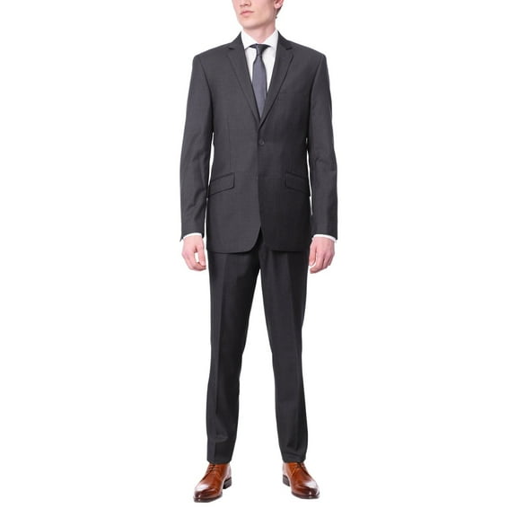 Raphael Slim Fit Solid Medium Gray Two Button Suit