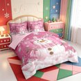 thumbnail image 2 of Manfei Xmas Holiday Season 7-Piece Twin Bedding,Cute Christmas Elf Bedding Comforter Set,Pink Reversible, 2 of 7