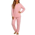 thumbnail image 2 of BXJX Girls Outfit Sets Size 10-12 T, 2 PC Long Sleeve Casual Crew Neck Pullover Tops and Pants Sets Pink, 2 of 8