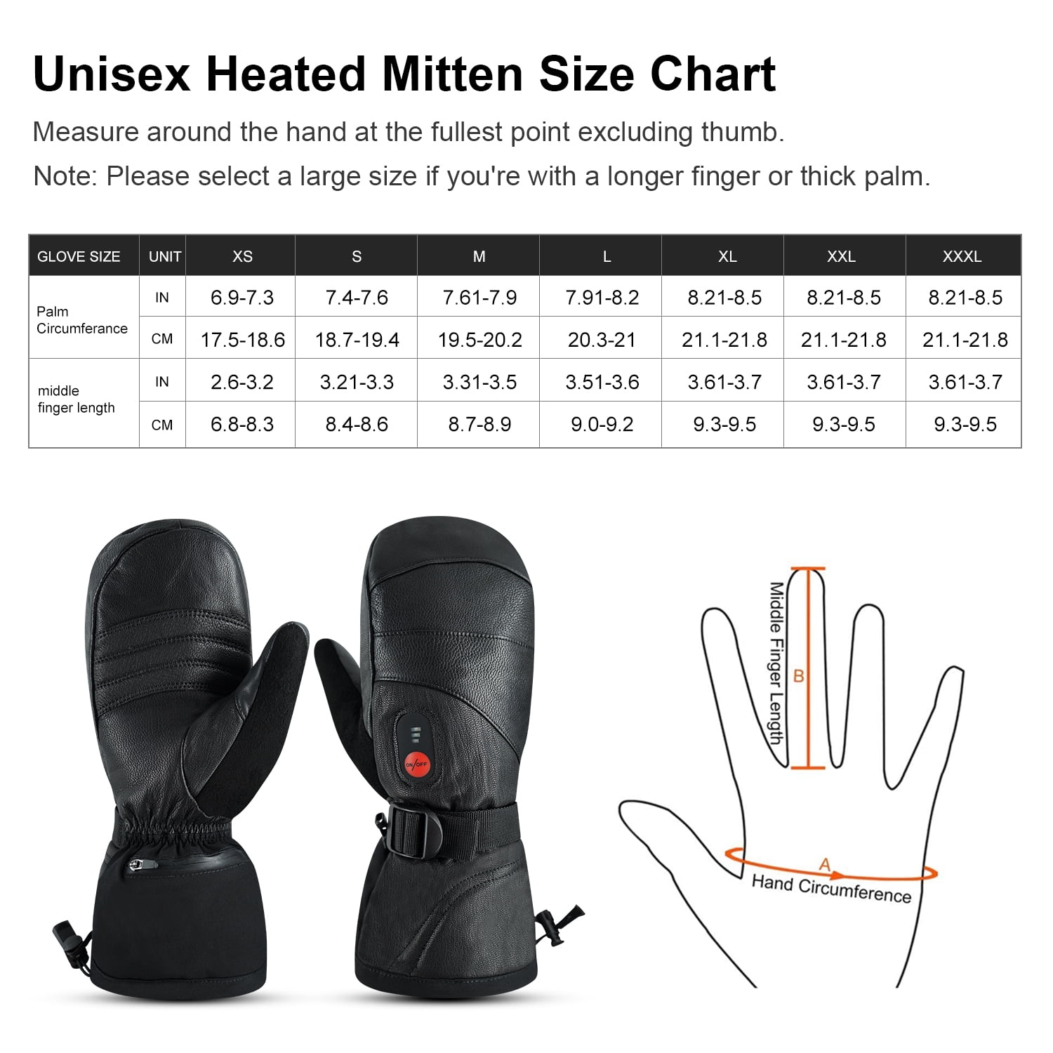 SNOW DEER All Finger Mittens Heated Gloves Touch Phone Waterproof Windproof Battery Electric Heated Skiing Gloves Men Women Thermal