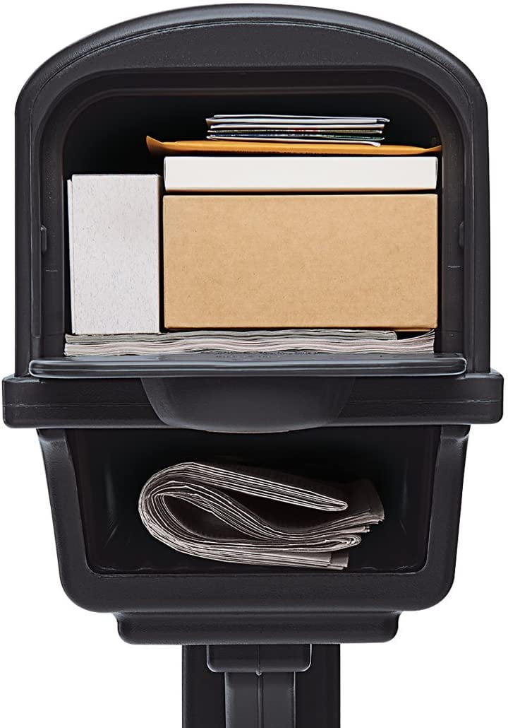 Gibraltar Mailboxes Large Gentry Black All-In-One Mailbox & Post Combo, Double-Walled Plastic