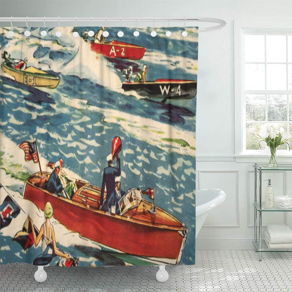 CYNLON Sail Dodge Motor Speed Boat Vintage Antique Row Race Bathroom