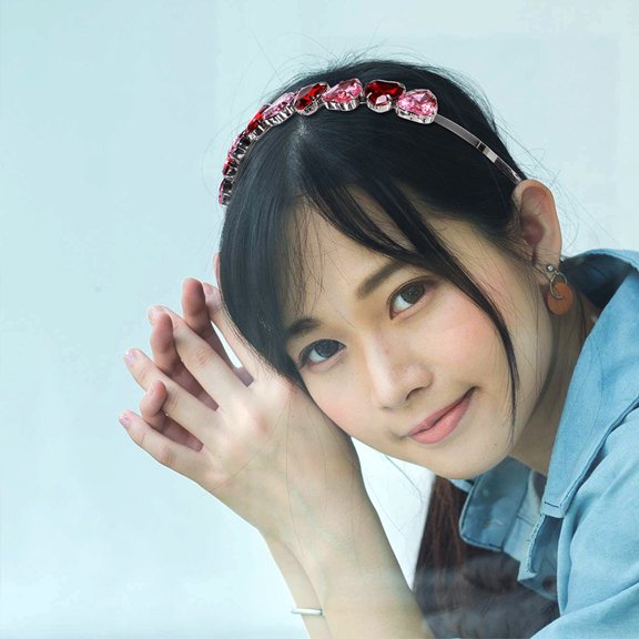 FRCOLOR 2pcs Rhinestone Headband Heart Hair Band Valentines Women Crystal Metal Wedding Hair Hoop Hair Accessories Engagement Headdress Decoration Party Supplies