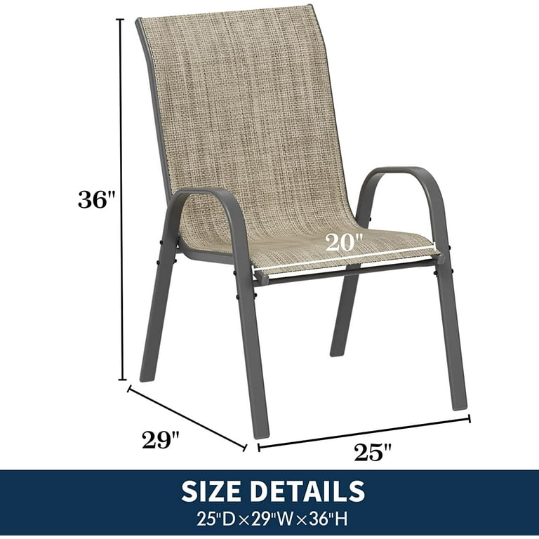 Amopatio Outdoor Stackable Sling Patio Chairs Set of 4 Weather Resistant Breathable Garden Furniture Grey Walmart