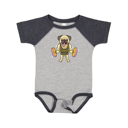 

Inktastic Pug Dog Donut Gym Workout Gift Baby Girl Bodysuit