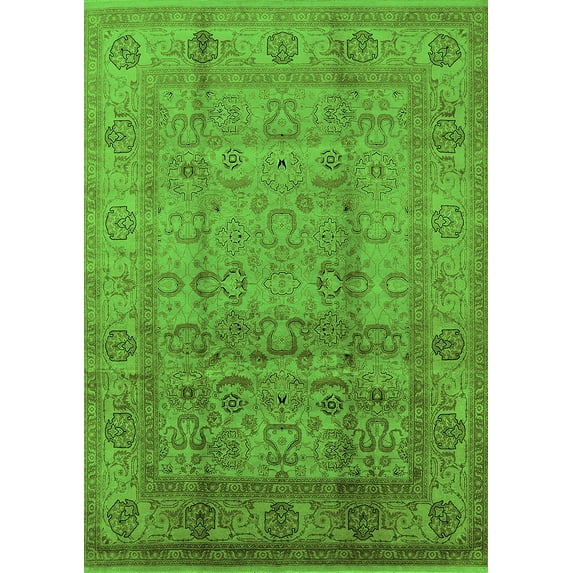 Ahgly Company Indoor Rectangle Oriental Green Industrial Area Rugs, 5' x 7'