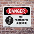 thumbnail image 4 of (2 Pack) Fall Protection Required OSHA Danger Sign 14 Inch X 10 Inch Plastic Sign, Weather Resistant, UV Protected for Workplace, Business, and Construction Site, Made in the USA, 4 of 8