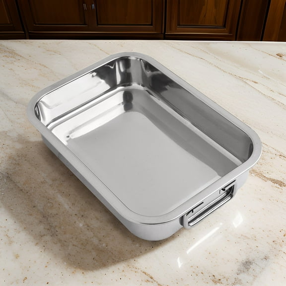 Stainless Steel Deep Roasting Tray Oven Pan Grill Rack Baking Roaster Tin Tray 25*18*5Cm YIWEI