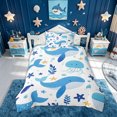 thumbnail image 3 of meiyoeat Cute Ocean Jellyfish Star Whale Twin Duvet Cover for Boys Girls, Kawaii Marine Wildlife Twin Bedding, Blue White, Polkadot Reversible, 2-Piece, 1 Duvet Cover and 1 Pillowcase, 3 of 6
