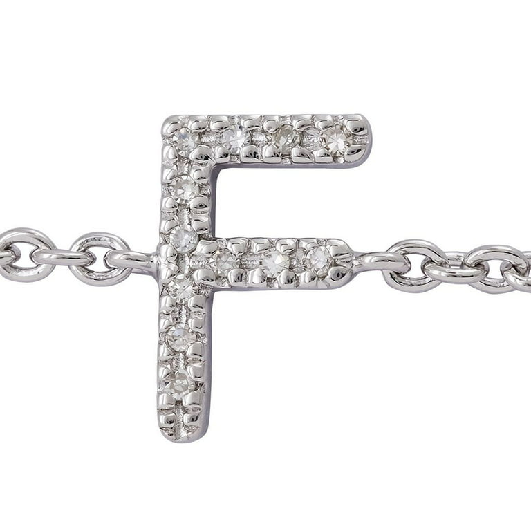 Square Initial Lock Bracelet with Diamonds - Silver