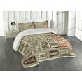 thumbnail image 2 of Ambesonne Nostalgic Quilted Coverlet 3 Pcs, Pack Old Advertising, King Size, Cream Brown Orange, 2 of 4