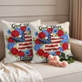 thumbnail image 2 of God Bless America Pillow Covers 2 Pack Independence Day Retro Five-Pointed Star U. S. Flag Pillowcase Waterproof Outdoor Throw Pillow Cover for Patio Garden Square Cushion 26”x26”, 2 of 9