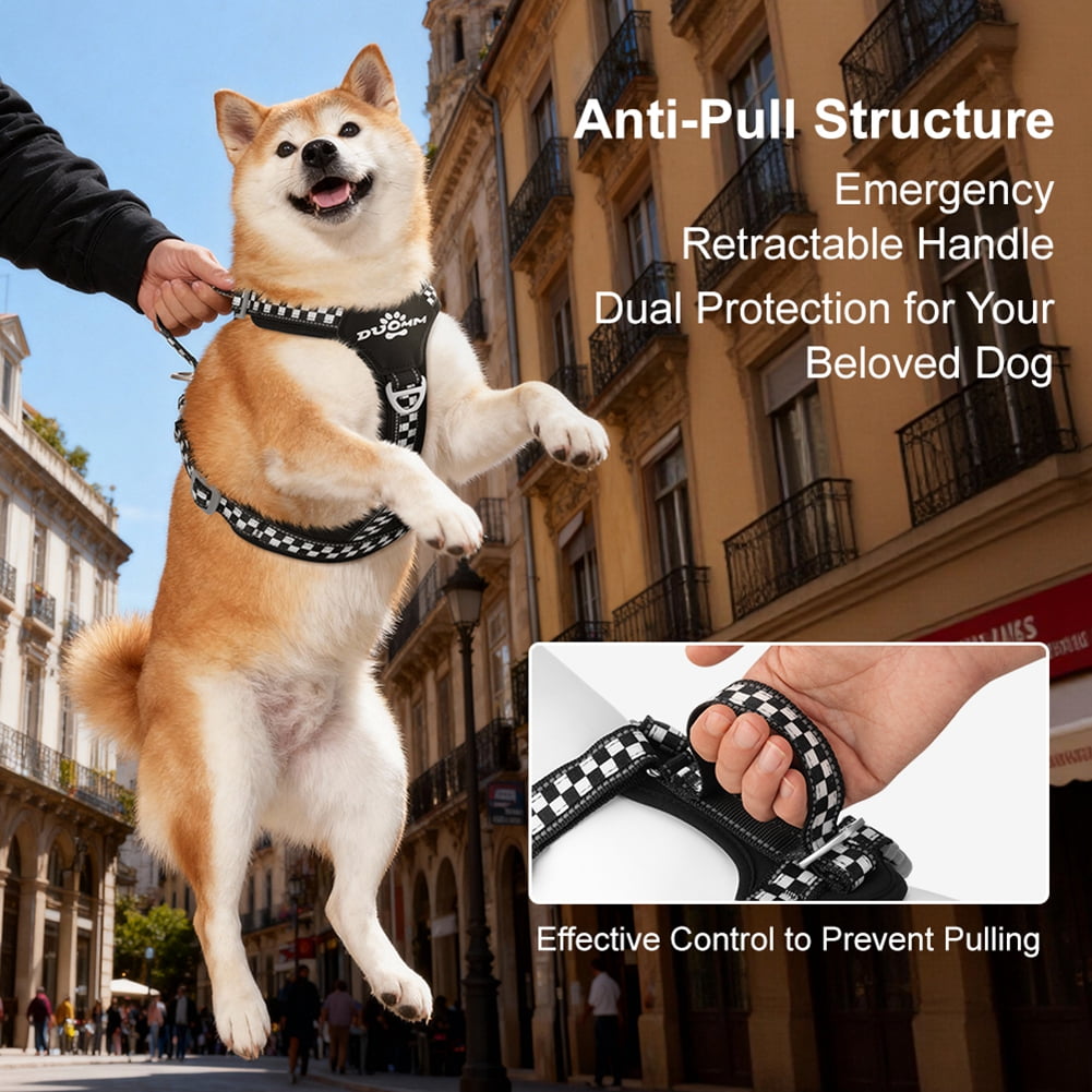 Dog Harness for Large Dogs, No Pull Service Vest with Reflective Strips and Control Handle, Adjustable and Comfortable for Walking, No Choke Pet Harness with 2 Metal Rings