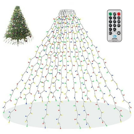 Uncahome Christmas Tree Lights，6.7FT X 16 Lines Christmas Lights,416 LED Waterfall Tree Topper Lights with Remote & 8 Lighting Modes,suitable for Indoor Outdoor Yard Party Xmas Decoration