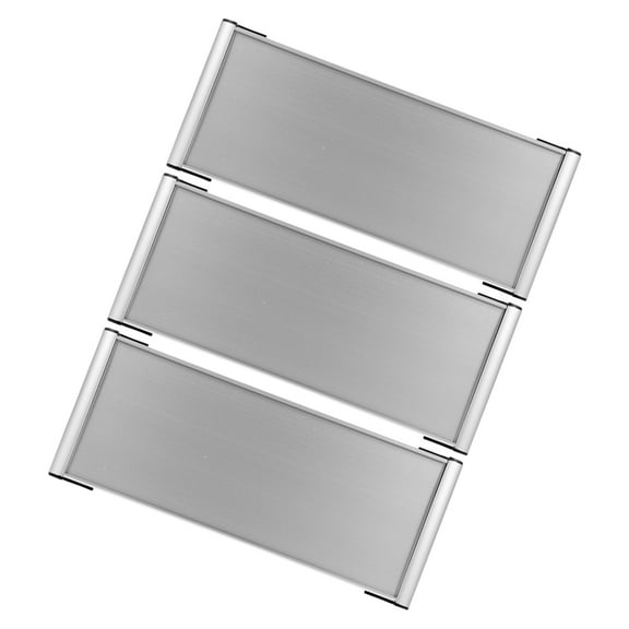 FRCOLOR  3 Pcs Cubicle Name Plate Holders Blank Plates Office Silver