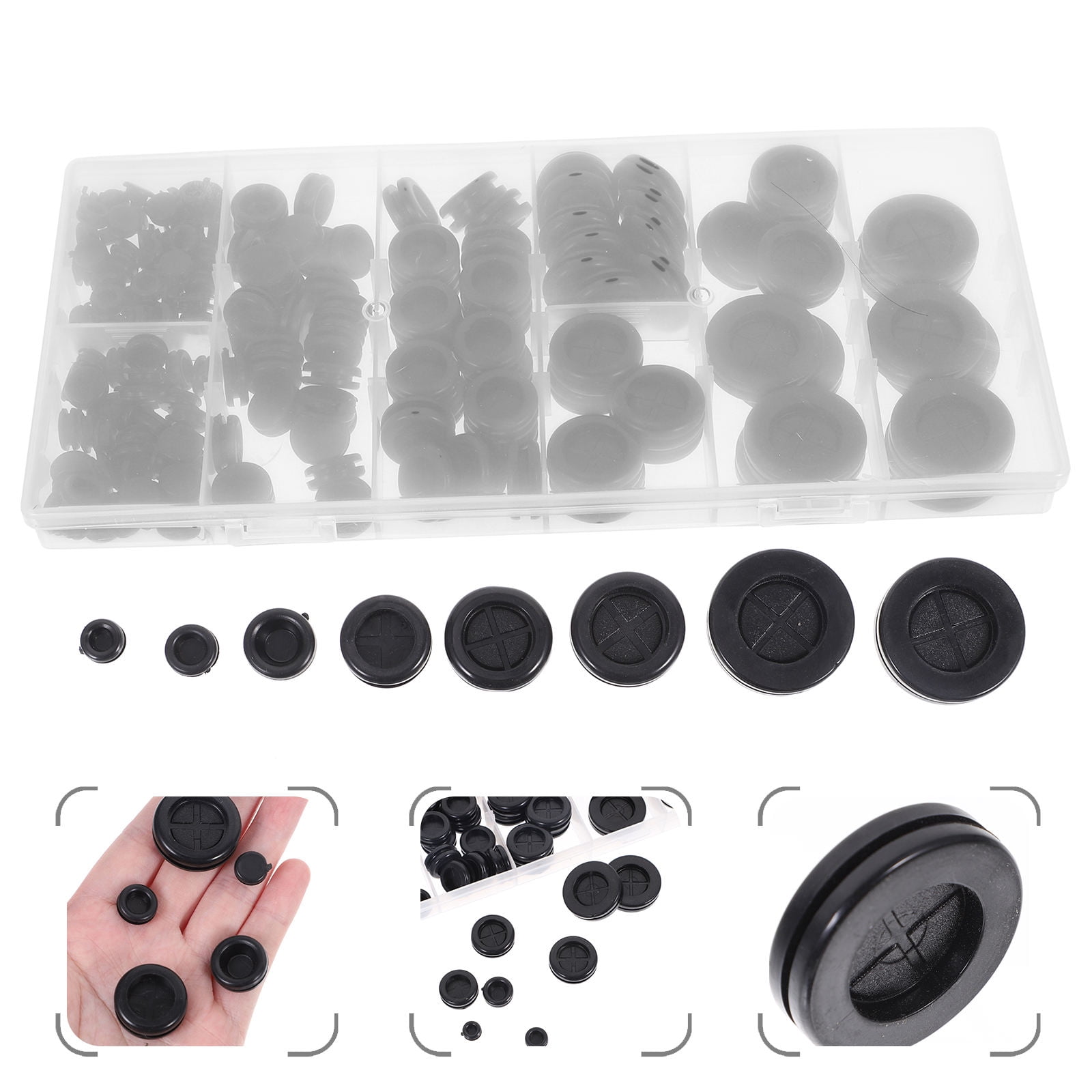 TAILTOSS  510Pcs Black Grommet Kit for Wires and Electrical Appliances